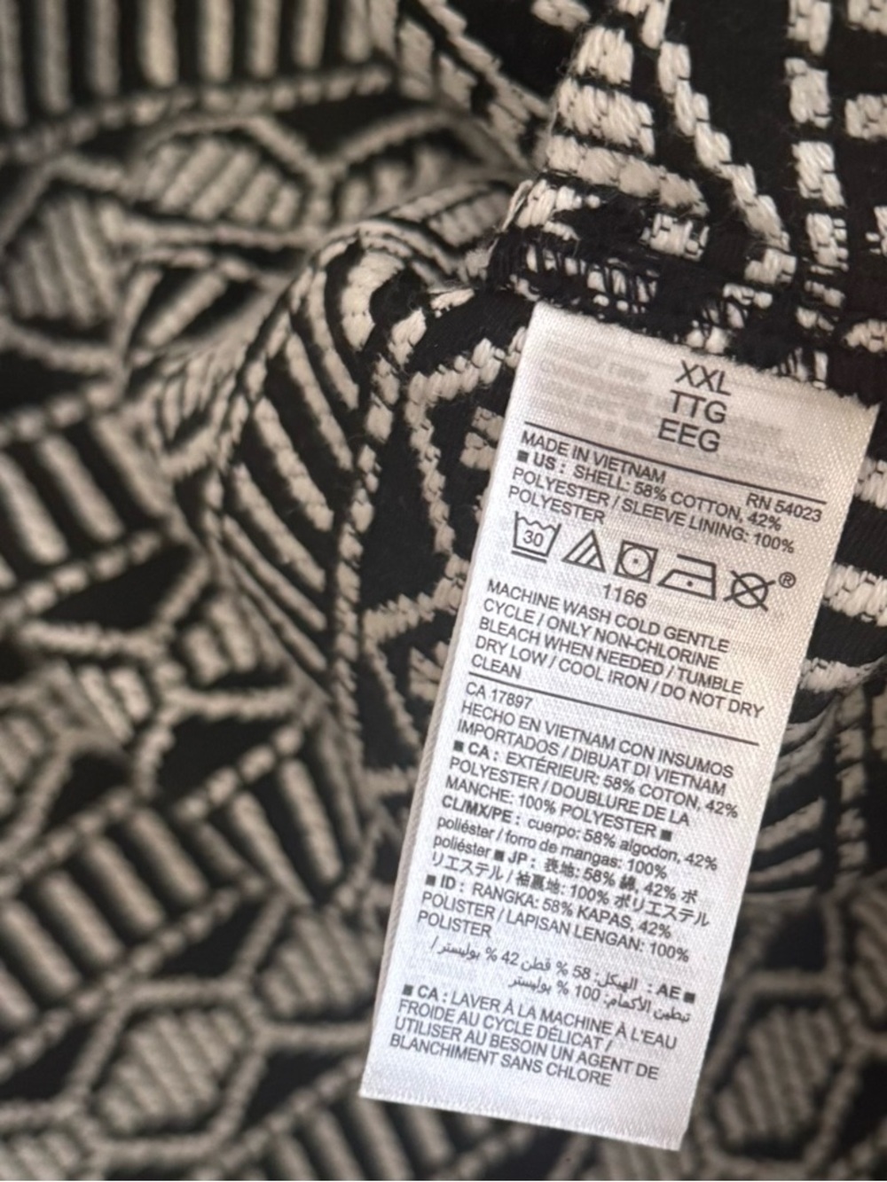 Old Navy Black & White Jacquard Open Front Jacket Women’s Size XXL NWT - Picture 6 of 7